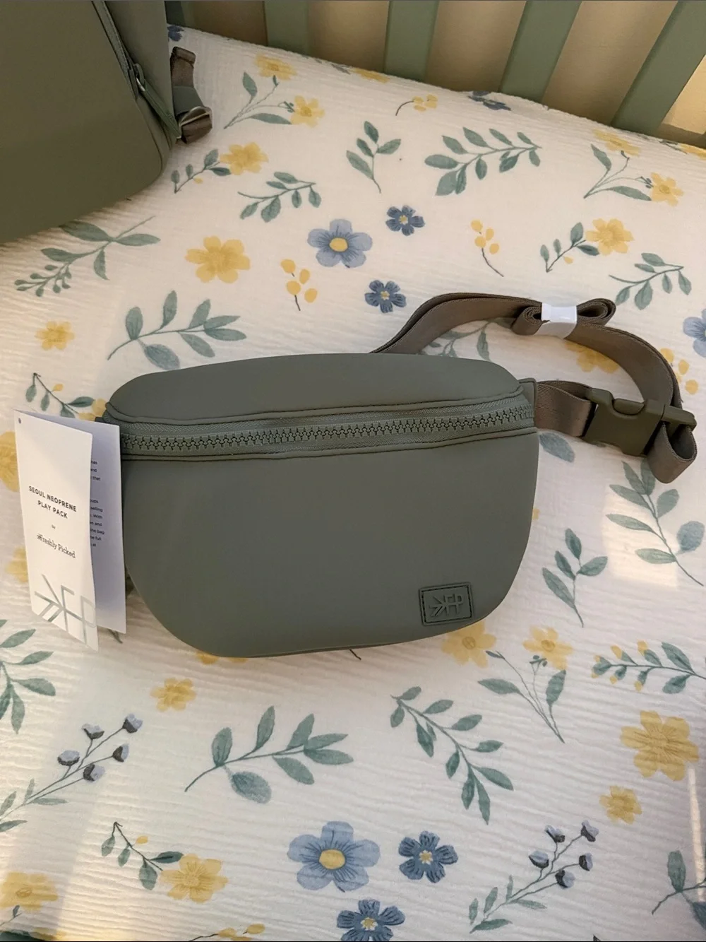 Freshly Picked Neoprene Sage Seoul Diaper Bag with Fanny Pack